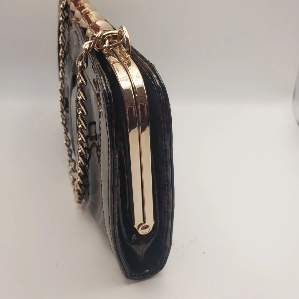 Elaine Turner Clutch‎ Purse Clasp Animal Print Organizer Chain Strap Formal Vtg